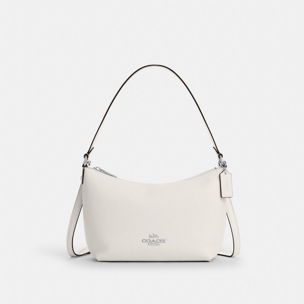 COACH®,Zip Top Shoulder Bag,White,Front View