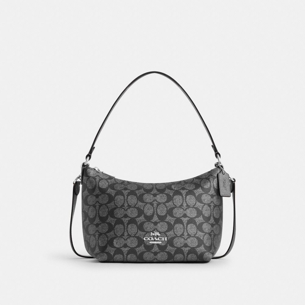 COACH®,Zip Top Shoulder Bag In Signature Canvas,,Front View image number 0