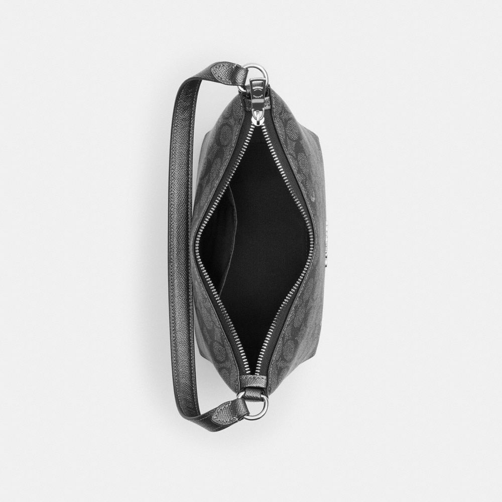 COACH®,Zip Top Shoulder Bag In Signature Canvas,,Inside View,Top View