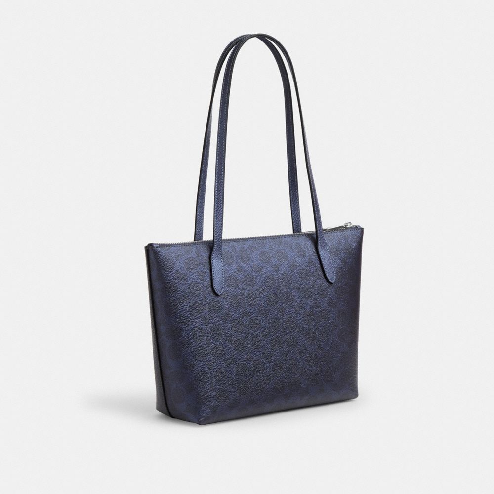 COACH®,Fiona Zip Tote Bag In Signature Canvas,Canvas,Leather,Tote,Casual,,Angle View
