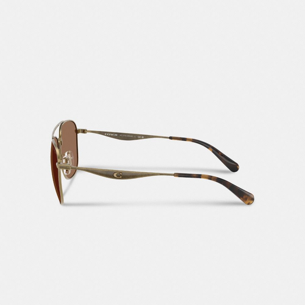 Coach Pillow Tabby Pilot Sunglasses In Gold/brown