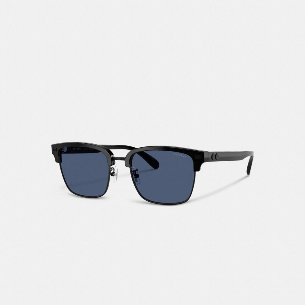 COACH®,Rogue Retro Sunglasses,Clubmaster,Metal,Integrated Nose Pads,Casual,Navy,Front View