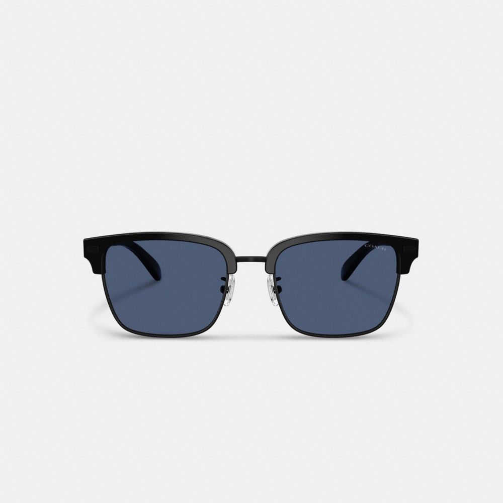 COACH®,Rivet Retro Sunglasses,Clubmaster,Metal,Integrated Nose Pads,Casual,Navy,Inside View,Top View