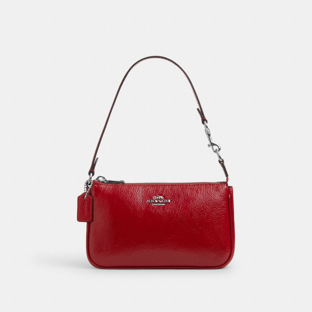 COACH®,Nolita 19,Wristlet,Shoulder Bag,Metal,Logo,Casual,Maroon,Front View