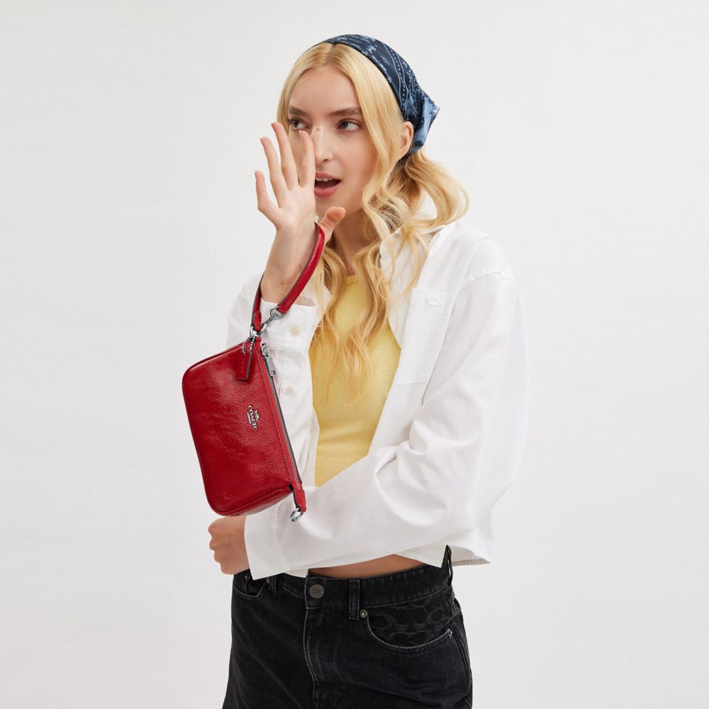 COACH®,Nolita 19,Shoulder Bag,Wristlet,Logo,Metal,Casual,Maroon,Detail View