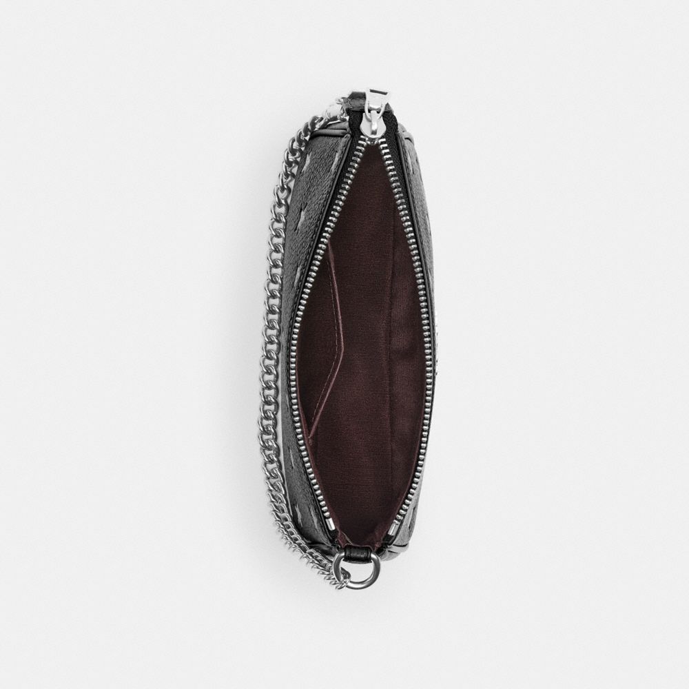 COACH®,Nolita 19 With Star Print,Leather,Shoulder Bag,Logo,Metal,Glitter,Shoulder Guard,Day Party,Black,Inside View,Top View