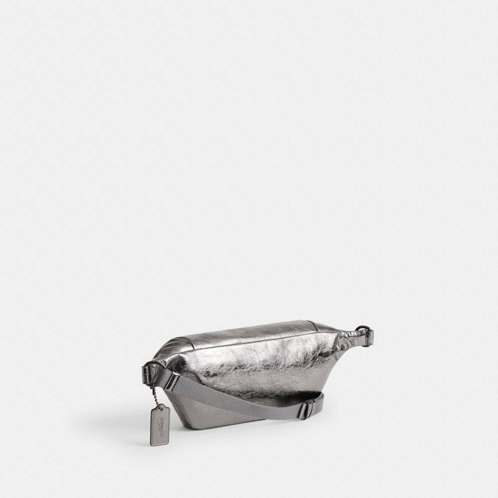 COACH®,Hall Belt Bag,Leather,Belt Bag,Metal,Logo,Adjustable,Casual,Party,Silver,Angle View