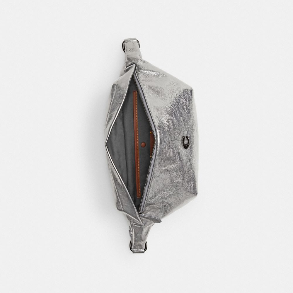 COACH®,Hall Belt Bag,Leather,Belt Bag,Metal,Logo,Adjustable,Casual,Party,Silver,Inside View,Top View