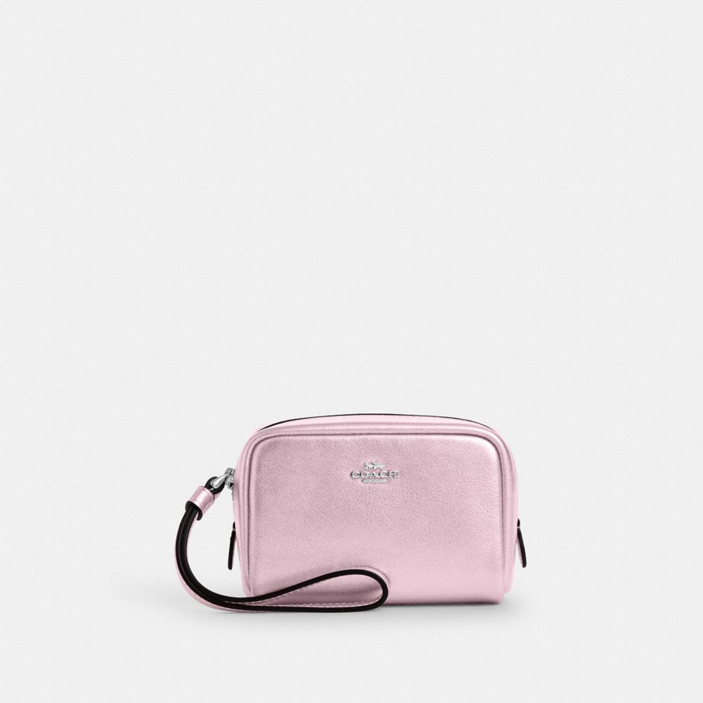 COACH®,POCHETTE WRISTLET,Argent/Rose métallique,Front View