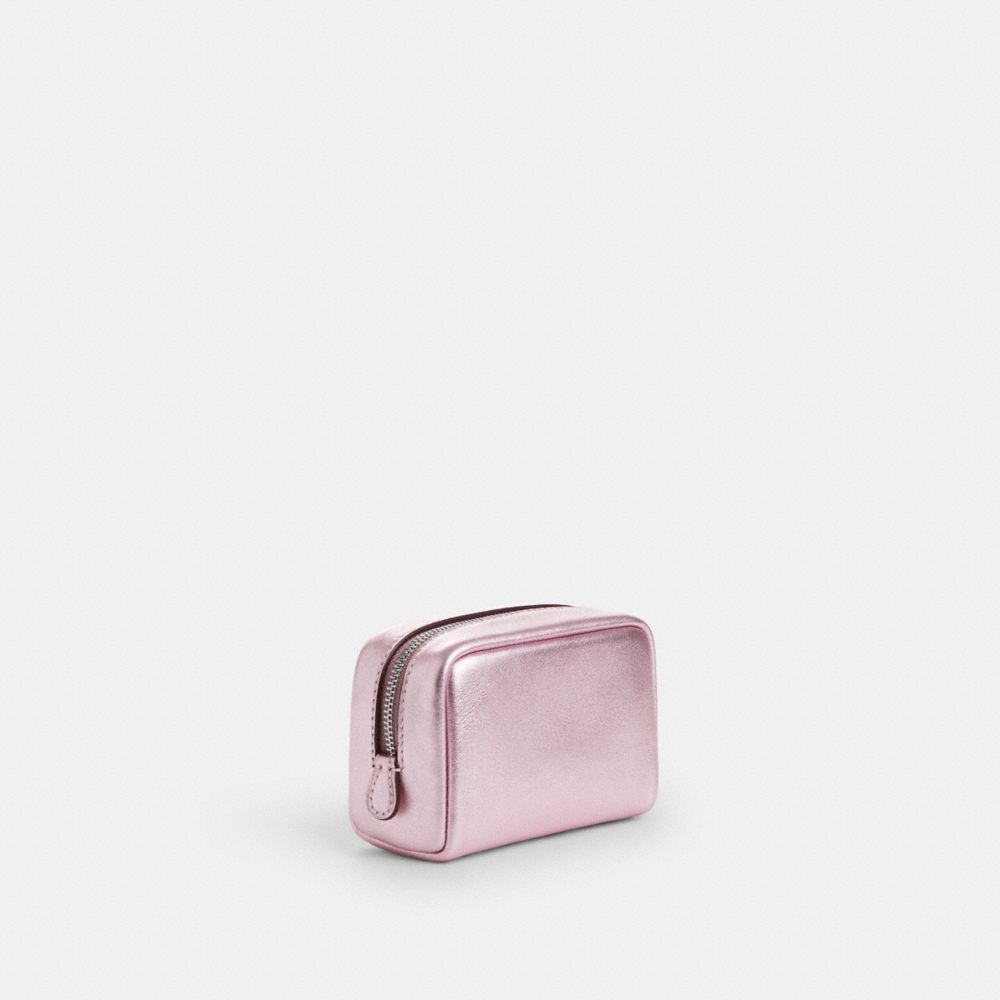 COACH®,POCHETTE WRISTLET,Argent/Rose métallique,Angle View