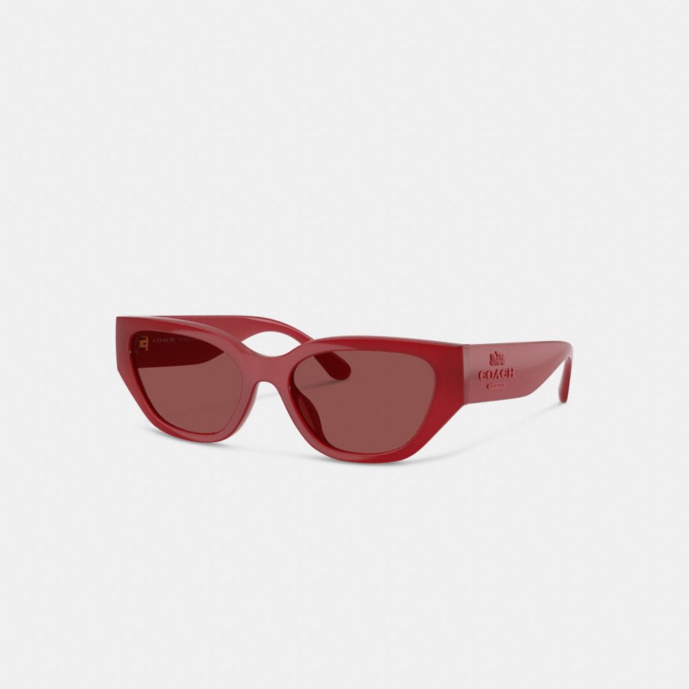 COACH®,Geometric Cat Eye Sunglasses,Maroon,Front View