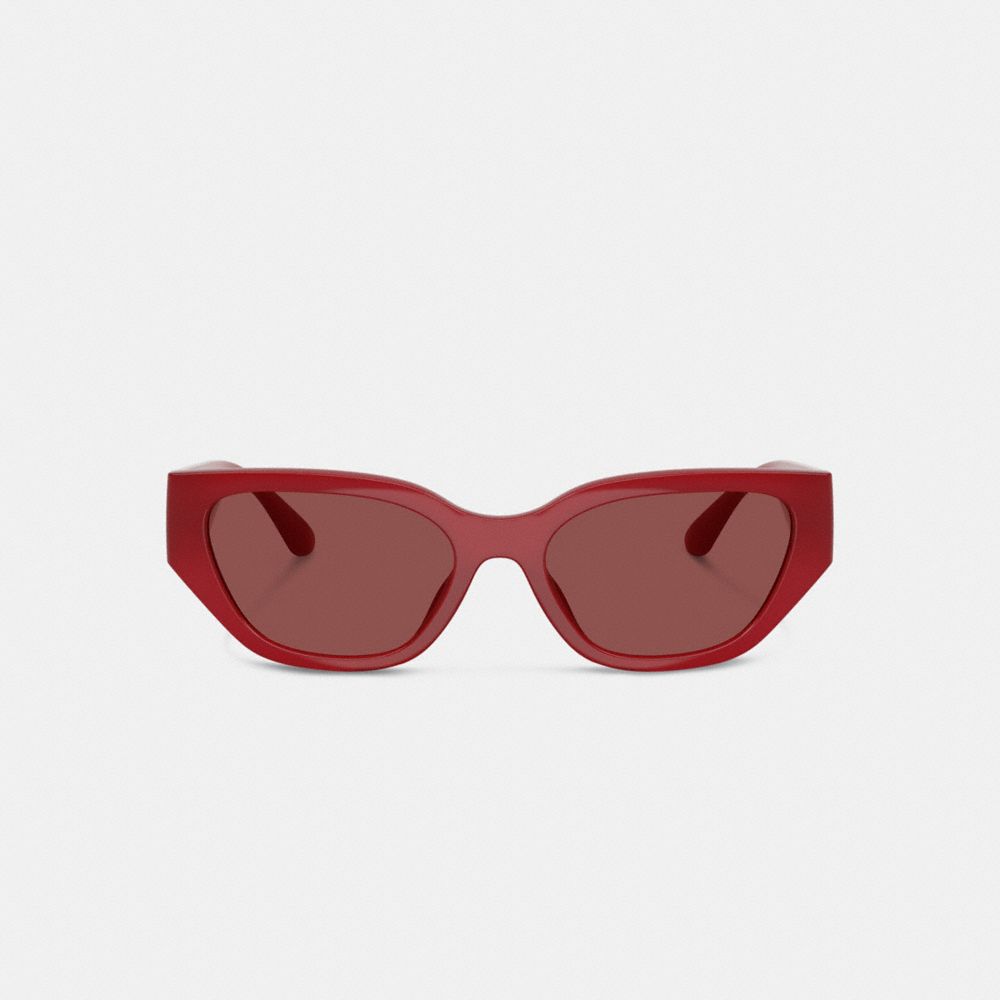 COACH®,Geometric Cat Eye Sunglasses,Maroon,Inside View,Top View