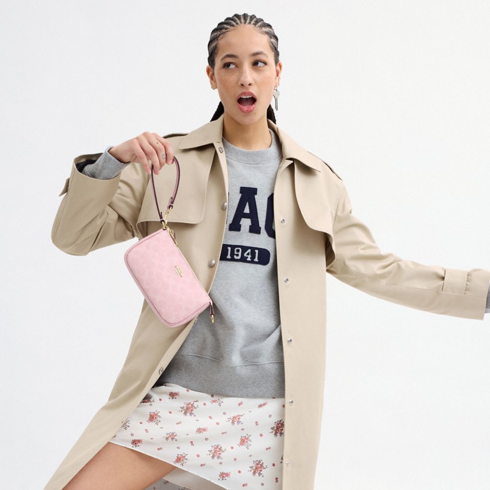 COACH®,Nolita 19 In Signature Canvas,Canvas,Shoulder Bag,Piping,Logo,Tag Embellishment,Metal,Casual,,Detail View