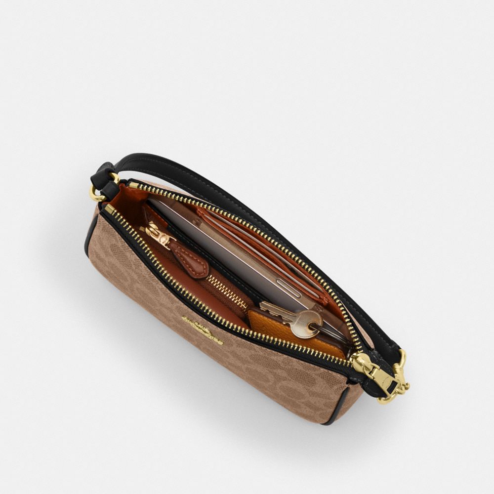 COACH®,NOLITA 19 EN TOILE EXCLUSIVE,Toile exclusive,Or/Marron orangé/Noir,Inside View,Top View
