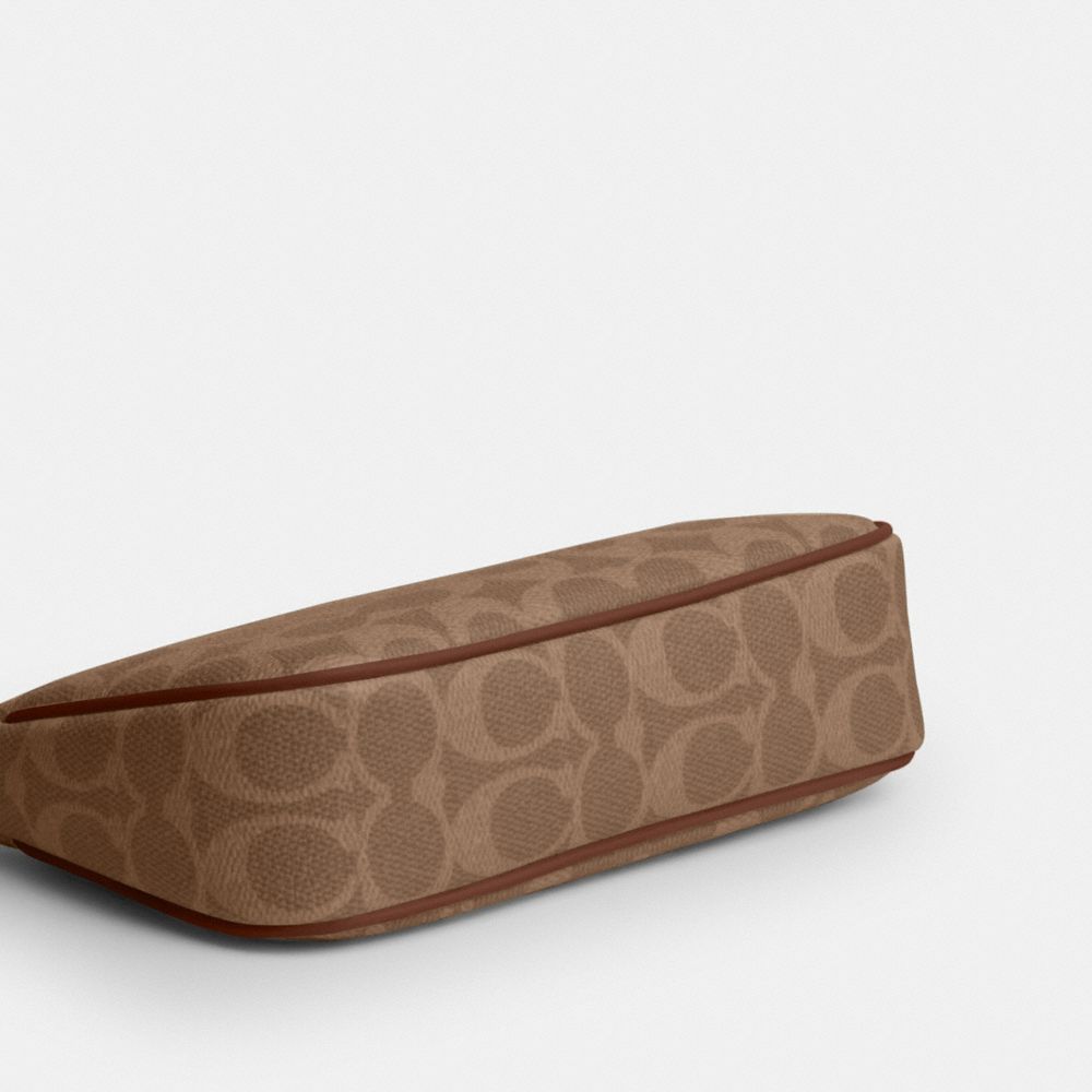 COACH®,Nolita 19 In Signature Canvas,Canvas,Shoulder Bag,Metal,Piping,Logo,Tag Embellishment,Casual,Brown,Outsole View