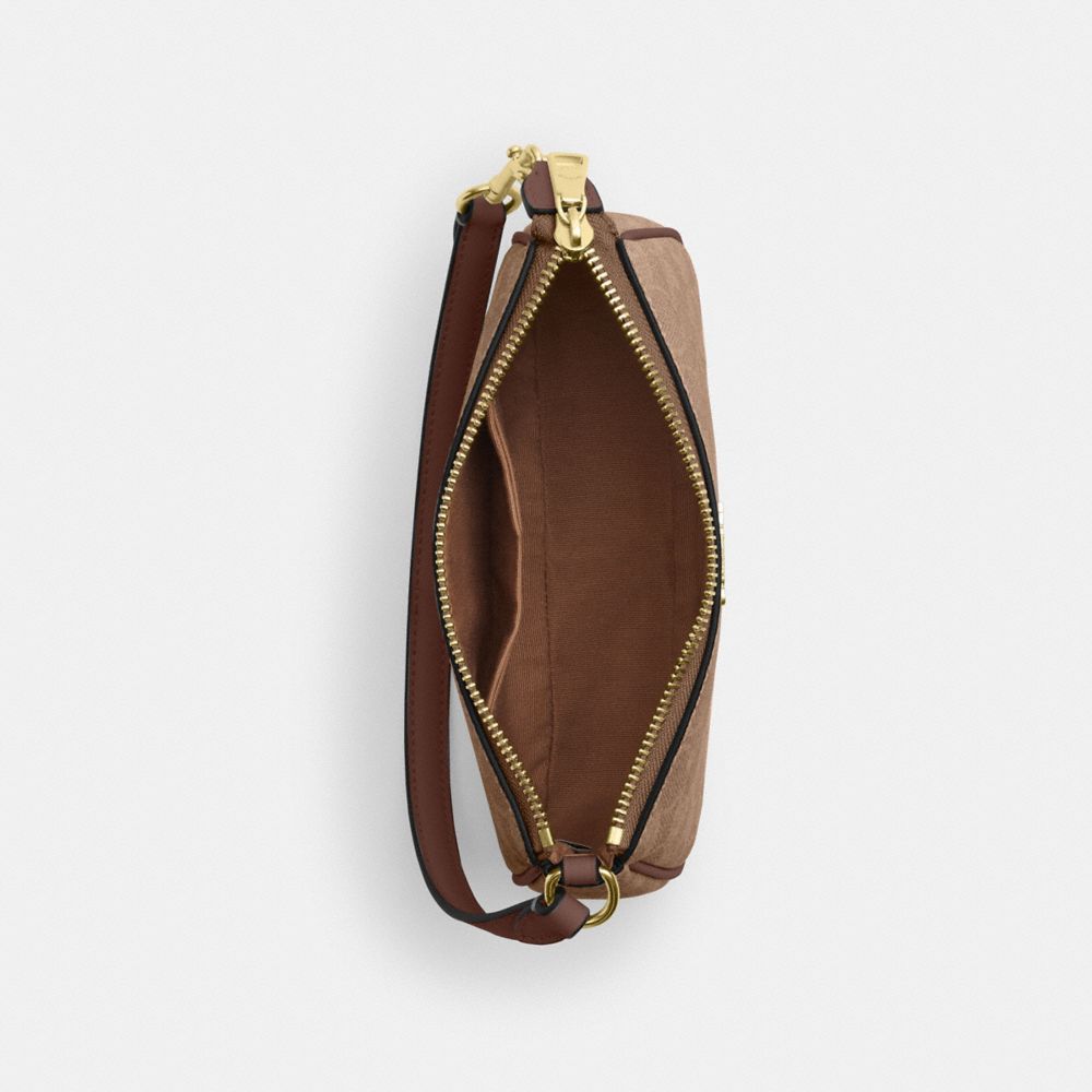 COACH®,Nolita 19 In Signature Canvas,Canvas,Shoulder Bag,Piping,Metal,Tag Embellishment,Logo,Casual,Brown,Inside View,Top View
