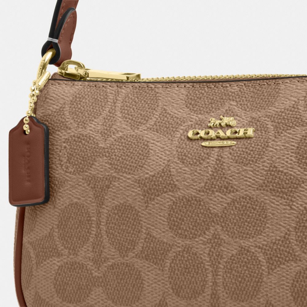 COACH®,Nolita 19 In Signature Canvas,Canvas,Shoulder Bag,Metal,Piping,Logo,Tag Embellishment,Casual,Brown,Closer View