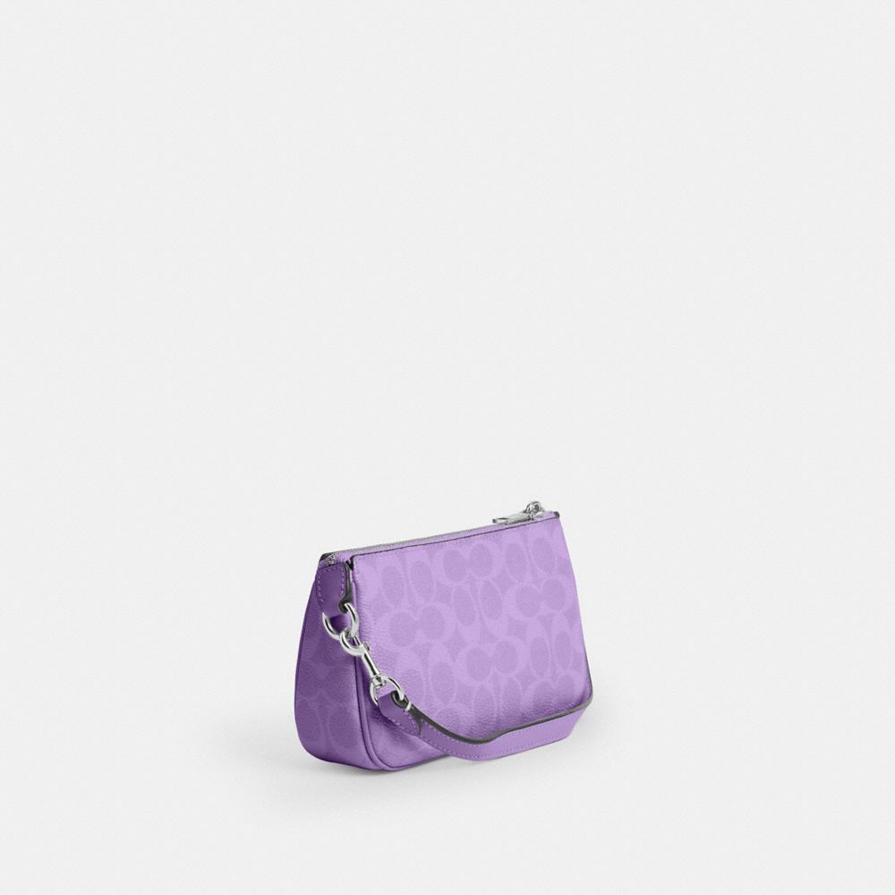 COACH®,Nolita 19 In Signature Canvas,Canvas,Shoulder Bag,Piping,Metal,Tag Embellishment,Logo,Casual,,Angle View