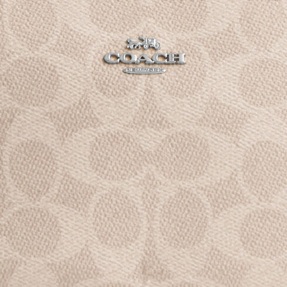 COACH®,Nolita 19 In Signature Canvas,Canvas,Shoulder Bag,Piping,Metal,Tag Embellishment,Logo,Casual,Beige