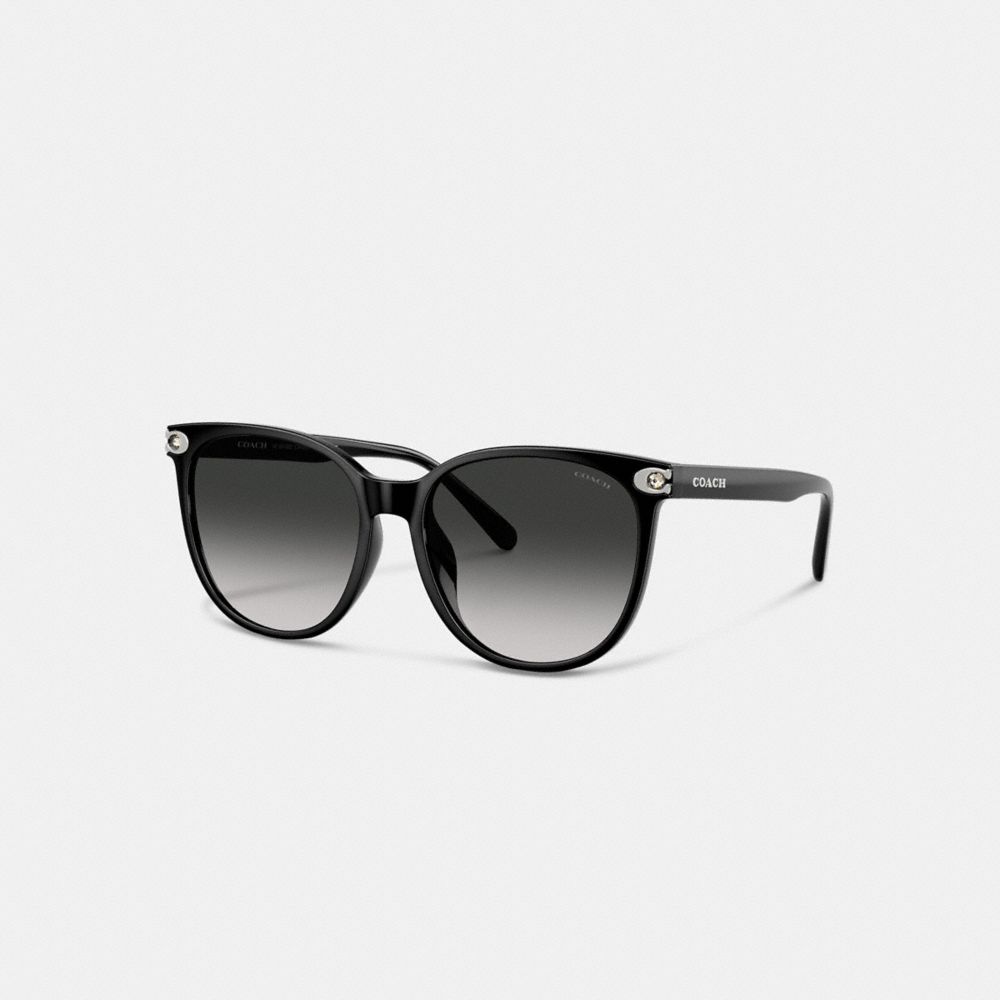 Coach Embedded Signature Round Sunglasses In Black
