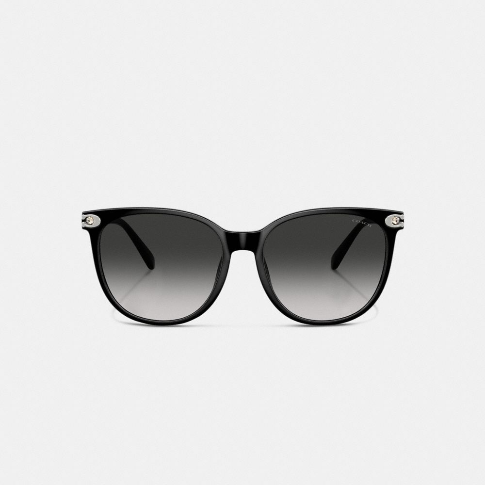 Coach Embedded Signature Round Sunglasses In Black