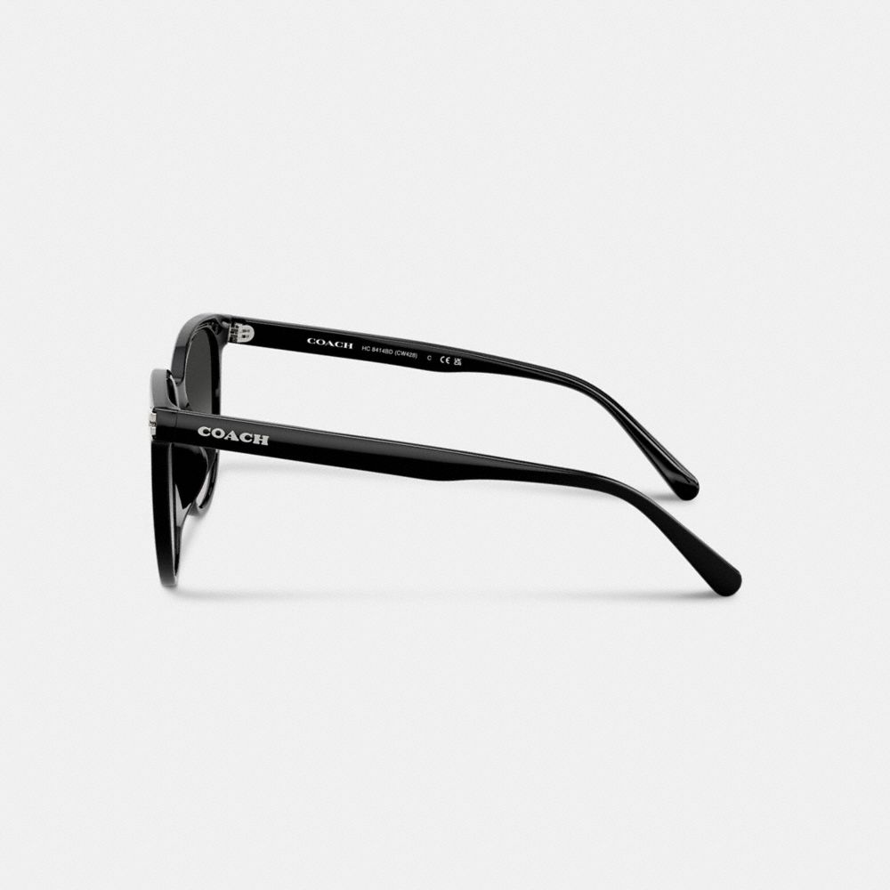 Coach Embedded Signature Round Sunglasses In Black