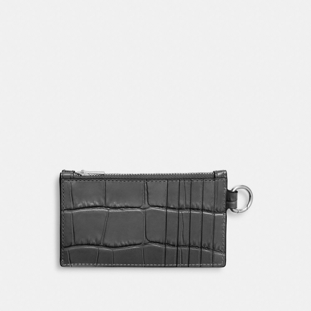 COACH®,PORTE-CARTES À FERMETURE ÉCLAIR,Anthracite,Back View