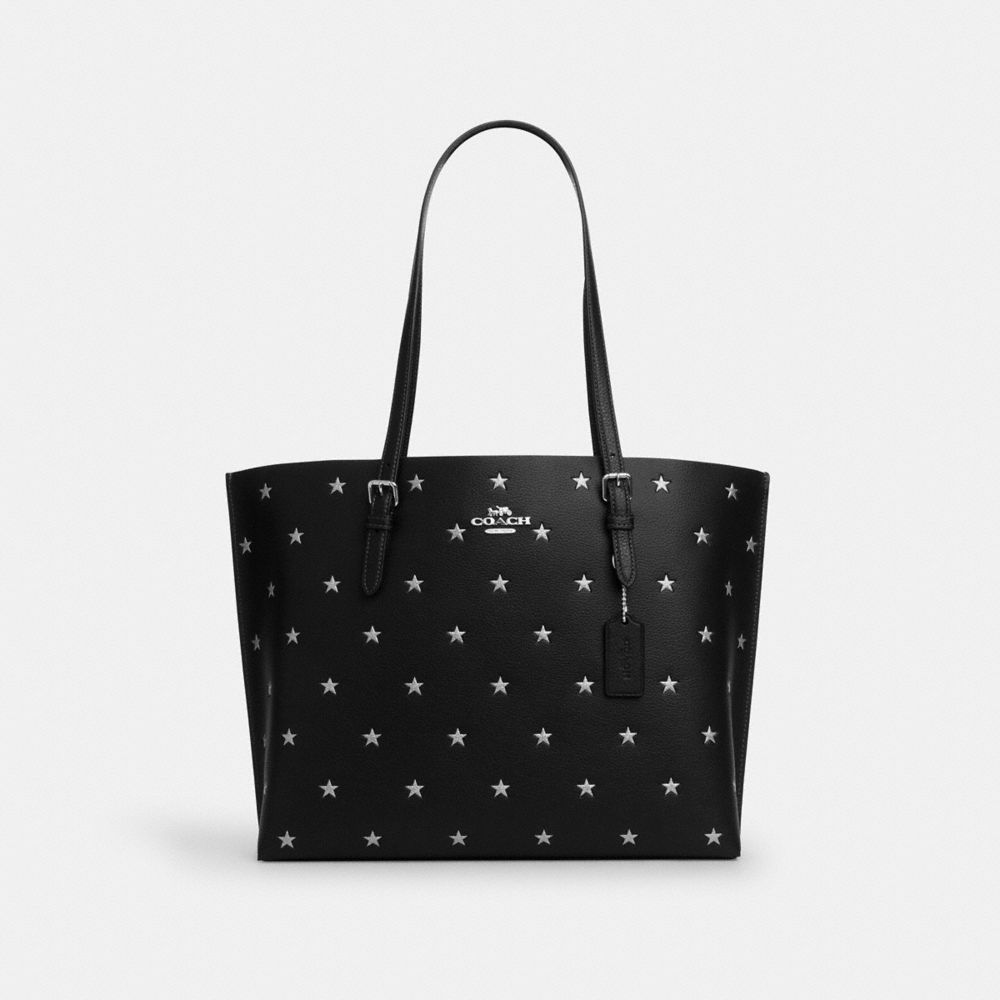 Silver Black Multi Mollie Tote Bag With Star Print