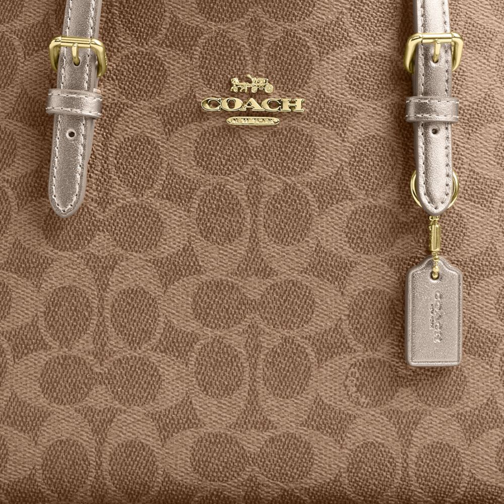 COACH®,Mollie Tote Bag 25 In Signature Canvas,Canvas,Leather,Crossbody,Metal,Logo,Adjustable,Casual,Brown