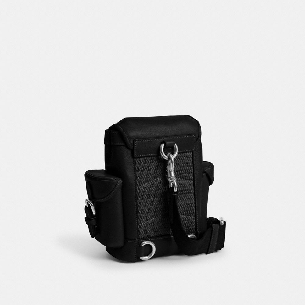 COACH®,Hitch Backpack 13,Slingback,Stitching,Convertible,Casual,Black,Angle View