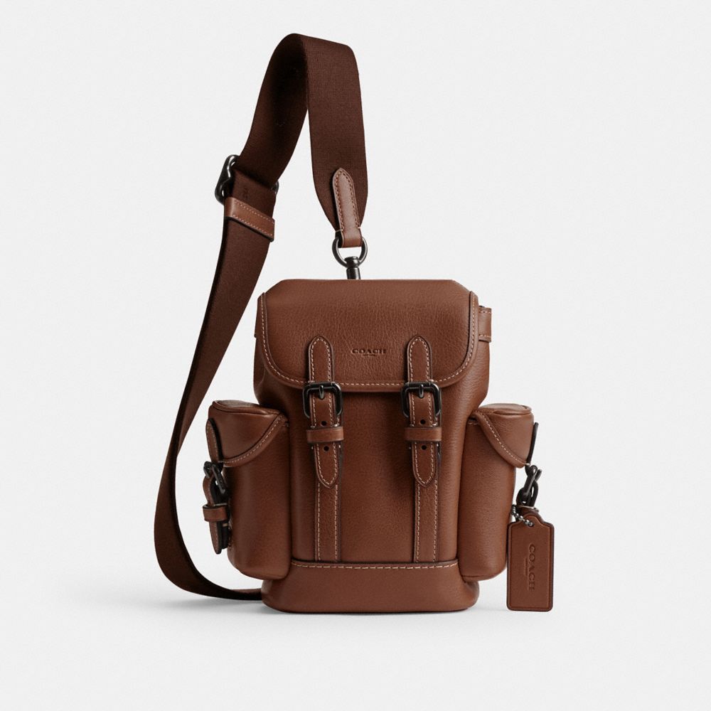 COACH®,Hitch Backpack 13,Slingback,Stitching,Convertible,Casual,Brown,Front View