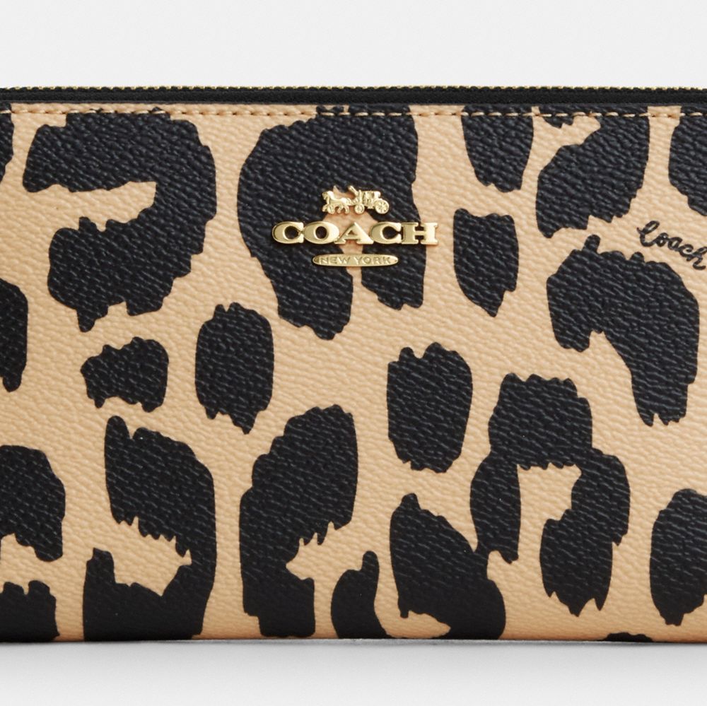 COACH®,Medium Id Zip Wallet With Leopard Print,Multi Color