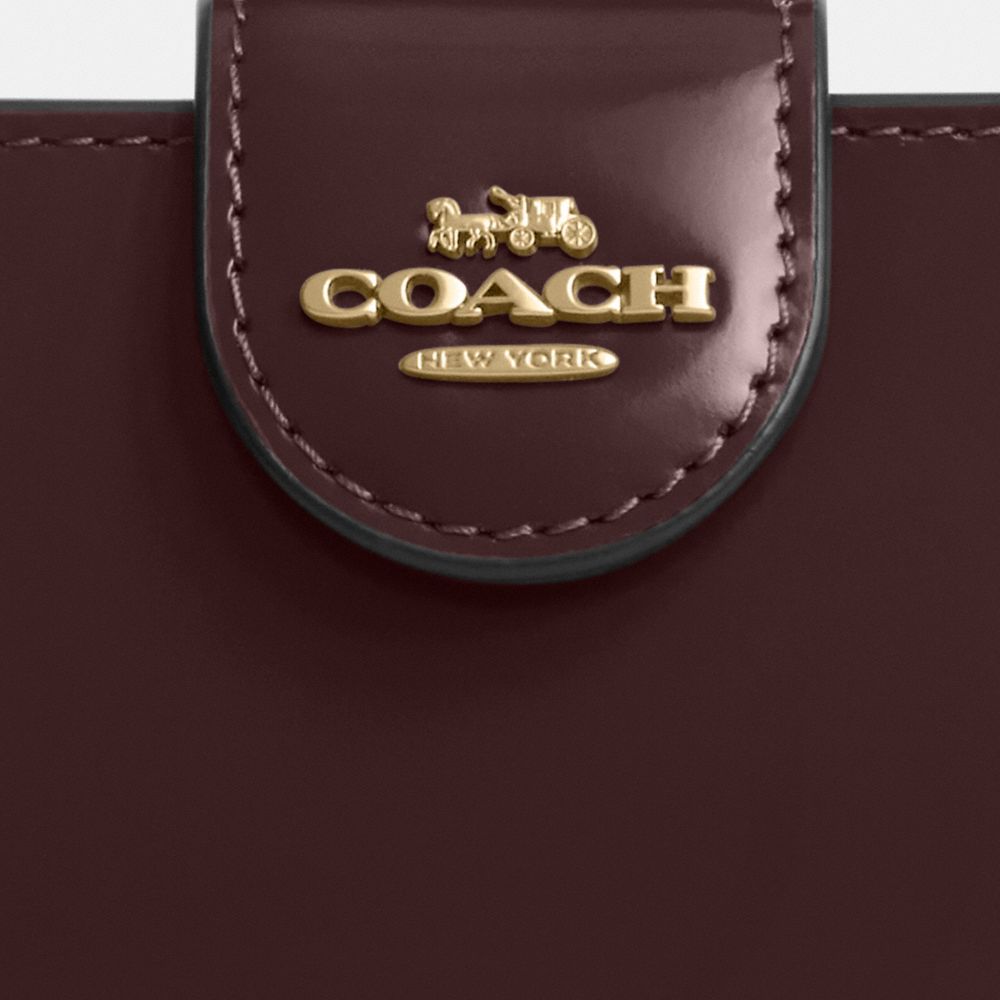 COACH®,PORTEFEUILLE À ZIP EN COIN DE TAILLE MOYENNE,Cuir innovant,Or/Merlot