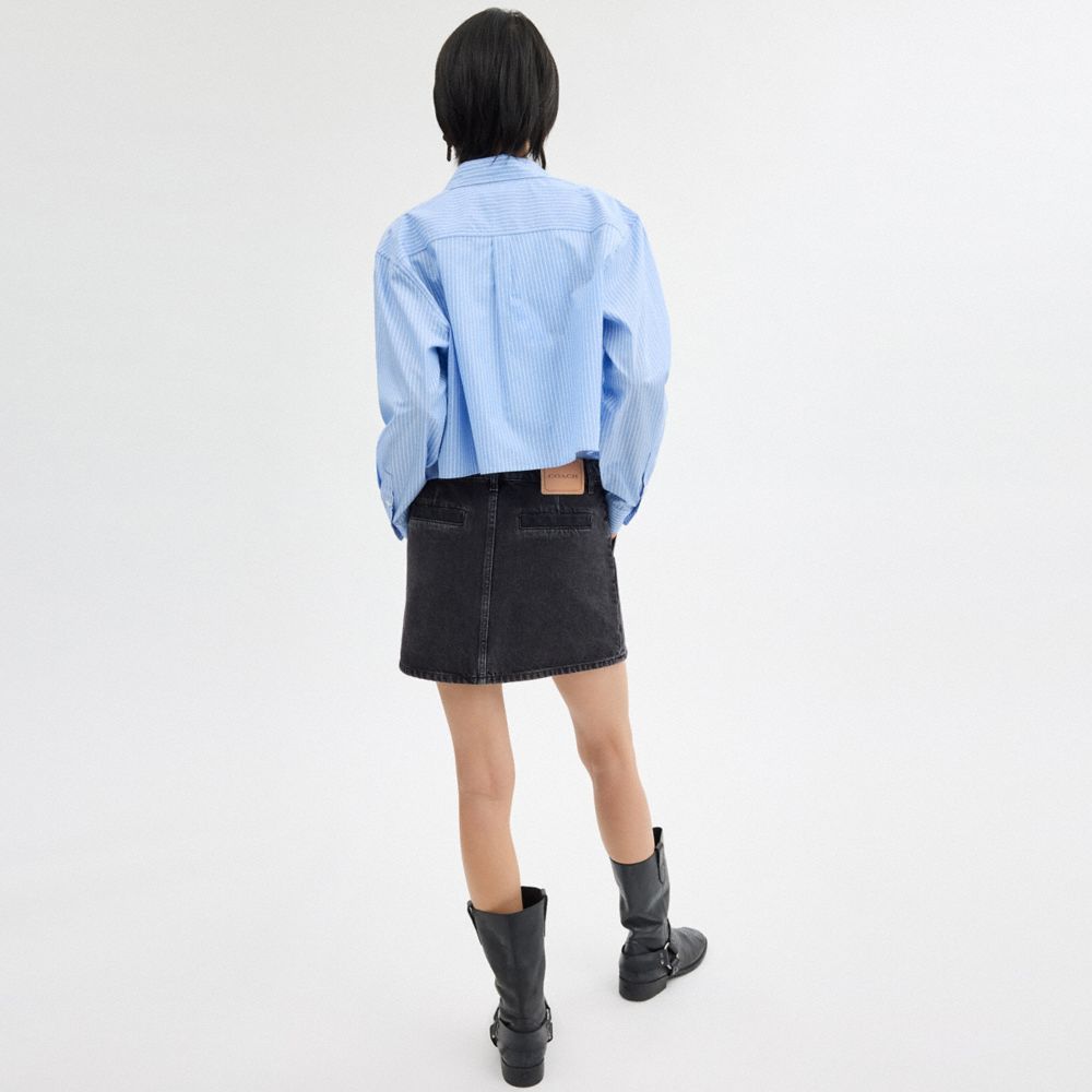 COACH®,DENIM SKIRT IN ORGANIC COTTON,Denim,Black,Scale View