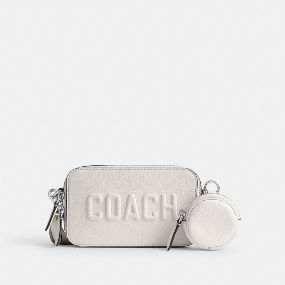 COACH®,Charter Slim Crossbody Bag With Coach Graphic,Crossbody,Coin,Casual,Cream,Front View