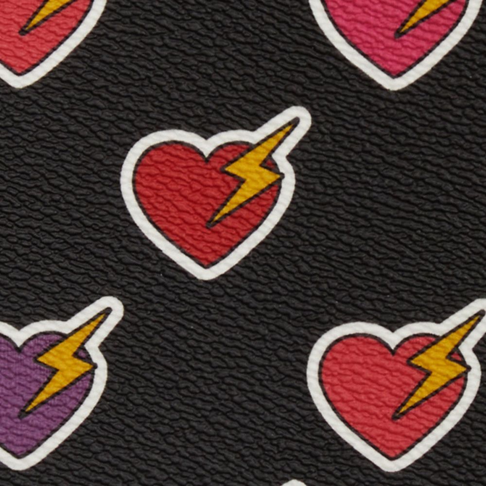 COACH®,Notebook With Heart Bolt Print,Leather,Notebook,Black