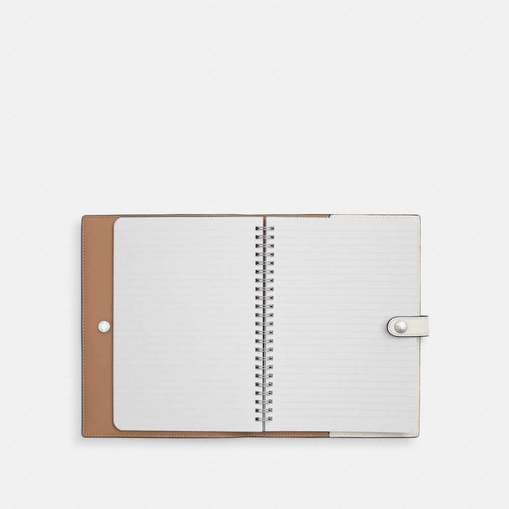COACH®,Notebook With Rocket Print,Cream,Inside View,Top View
