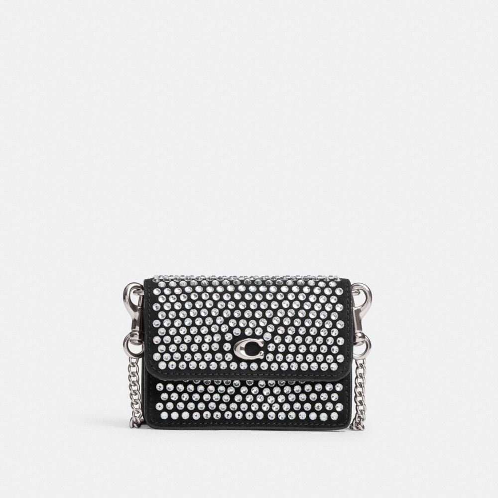 COACH®,Essential Half Flap Card Case With Crystal,,Front View