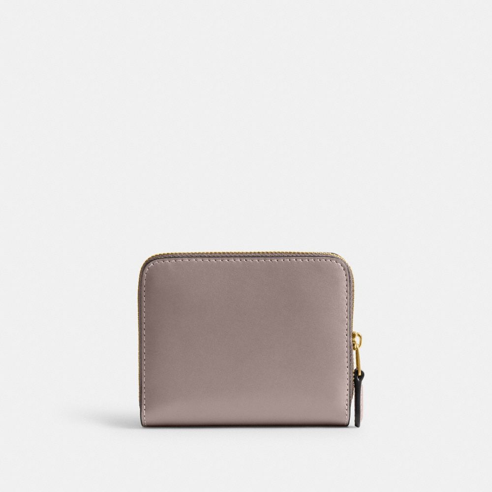 COACH®,New York Billfold Wallet,Leather,Calfskin Leather,Bi Fold,Metal,Logo,Casual,Gray,Back View