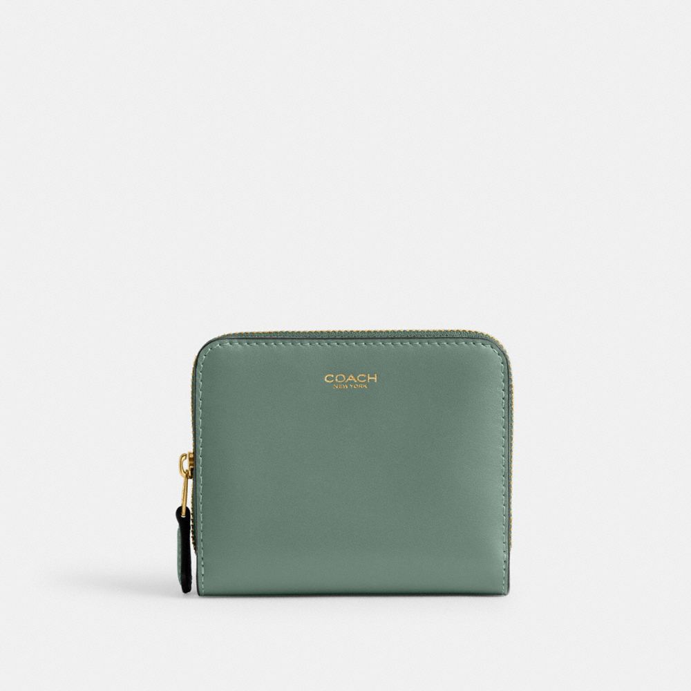 COACH®,New York Billfold Wallet,Bi Fold,Metal,Logo,Casual,Green,Front View