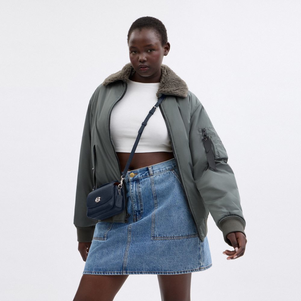 COACH®,Cassie Crossbody Bag 17,Crossbody,Embossed,Metal,Logo,Compact,Pen Holder,Day Party,Casual,Navy