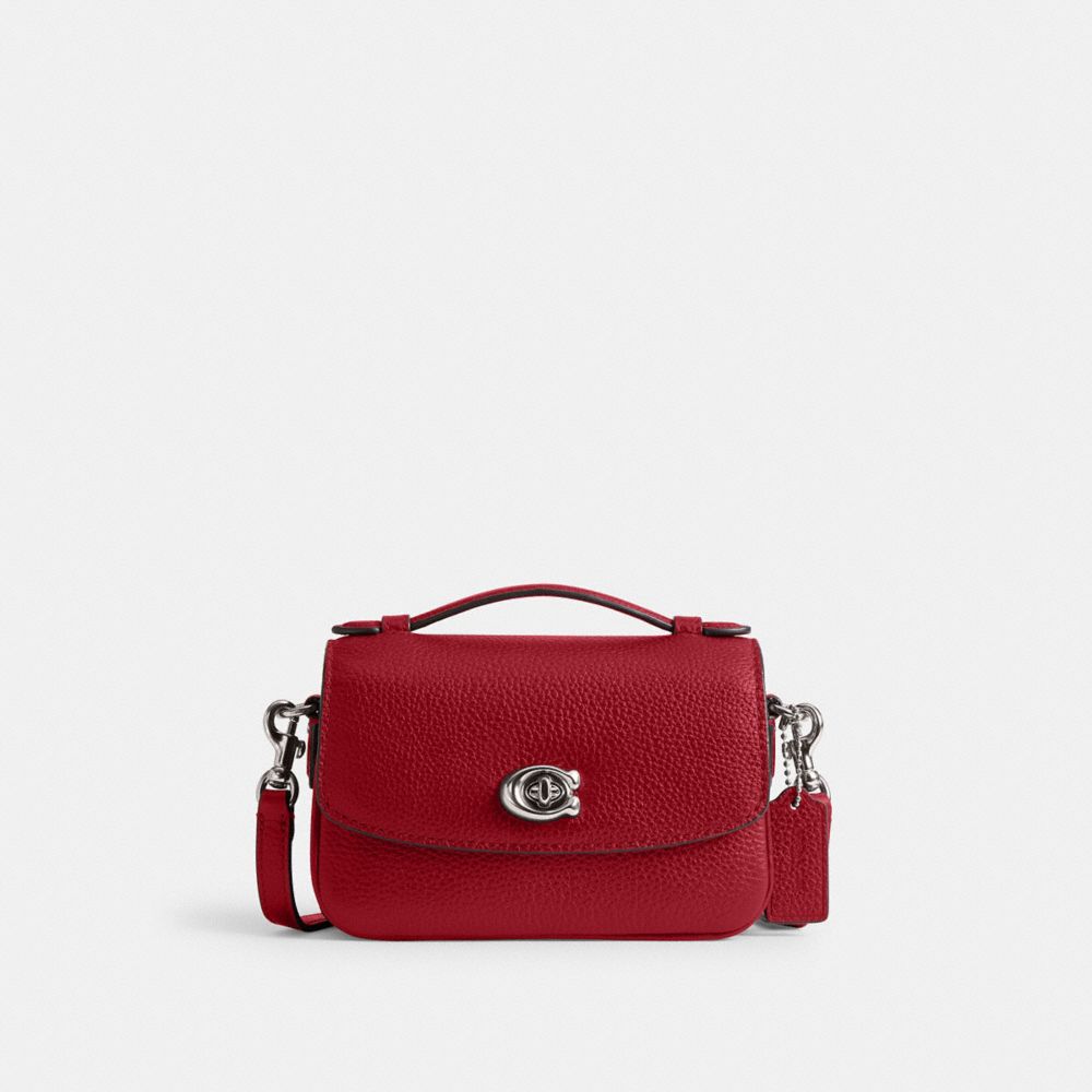 COACH®,Cassie Crossbody Bag 17,Crossbody,Embossed,Metal,Logo,Pen Holder,Compact,Day Party,Casual,Maroon,Front View