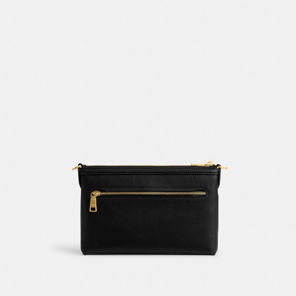 COACH®,Legacy Zip Top Crossbody Bag,Crossbody,Logo,Metal,Casual,Black,Back View