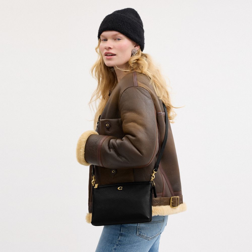 COACH®,Legacy Zip Top Crossbody Bag,Crossbody,Logo,Metal,Casual,Black