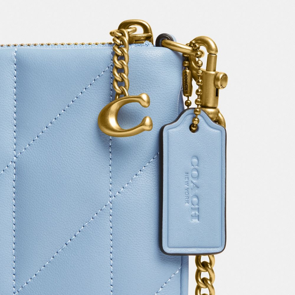 COACH®,Pouch Bag With Pillow Quilting,Wristlet,Clutch,Logo,Metal,Casual,Blue,Closer View