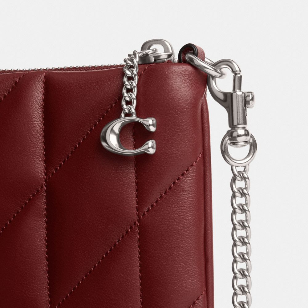 COACH®,Pouch Bag With Pillow Quilting,Wristlet,Clutch,Logo,Metal,Casual,Maroon,Closer View