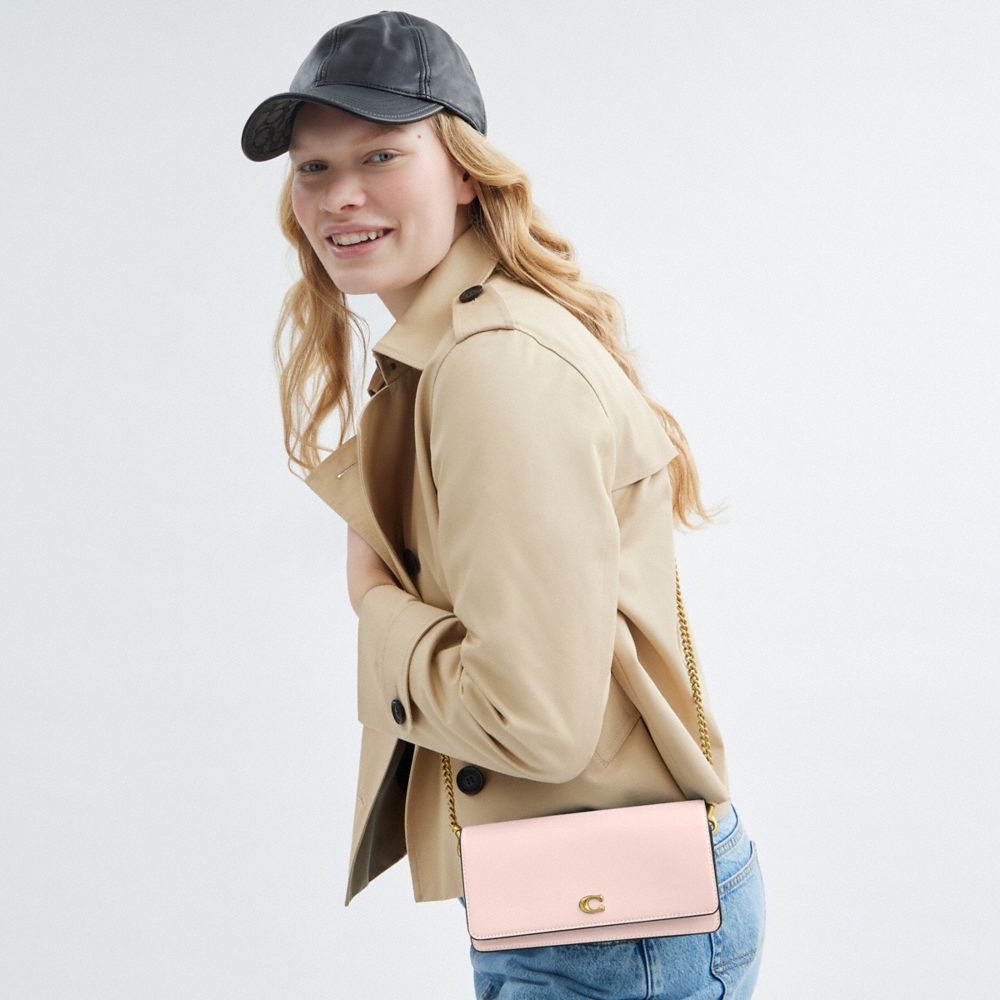 COACH®,Evie Long Wallet With Chain,Crossbody,Logo,Metal,Pen Holder,Casual,Pink
