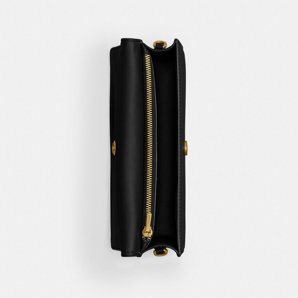 COACH®,Evie Long Wallet With Chain,Crossbody,Logo,Metal,Pen Holder,Casual,Black,Inside View,Top View
