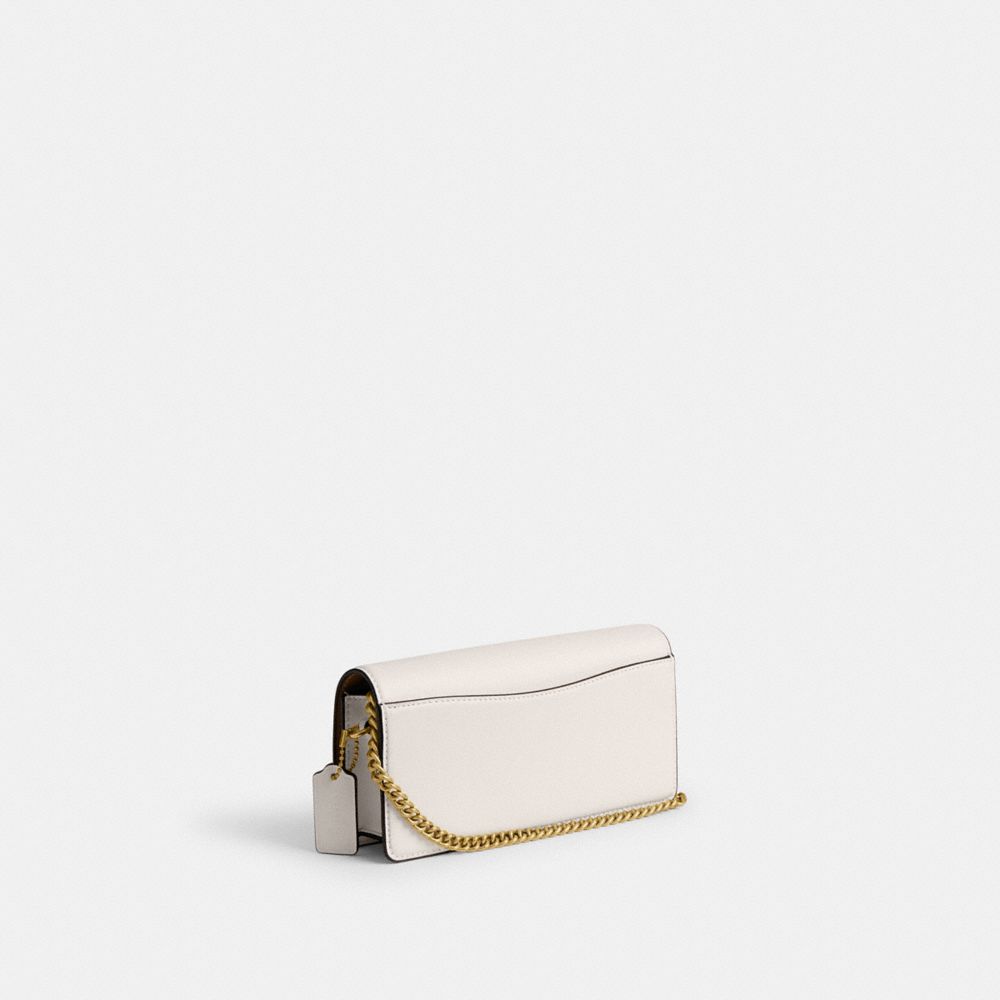 COACH®,Evie Long Wallet With Chain,Crossbody,Metal,Logo,Pen Holder,Casual,White,Angle View