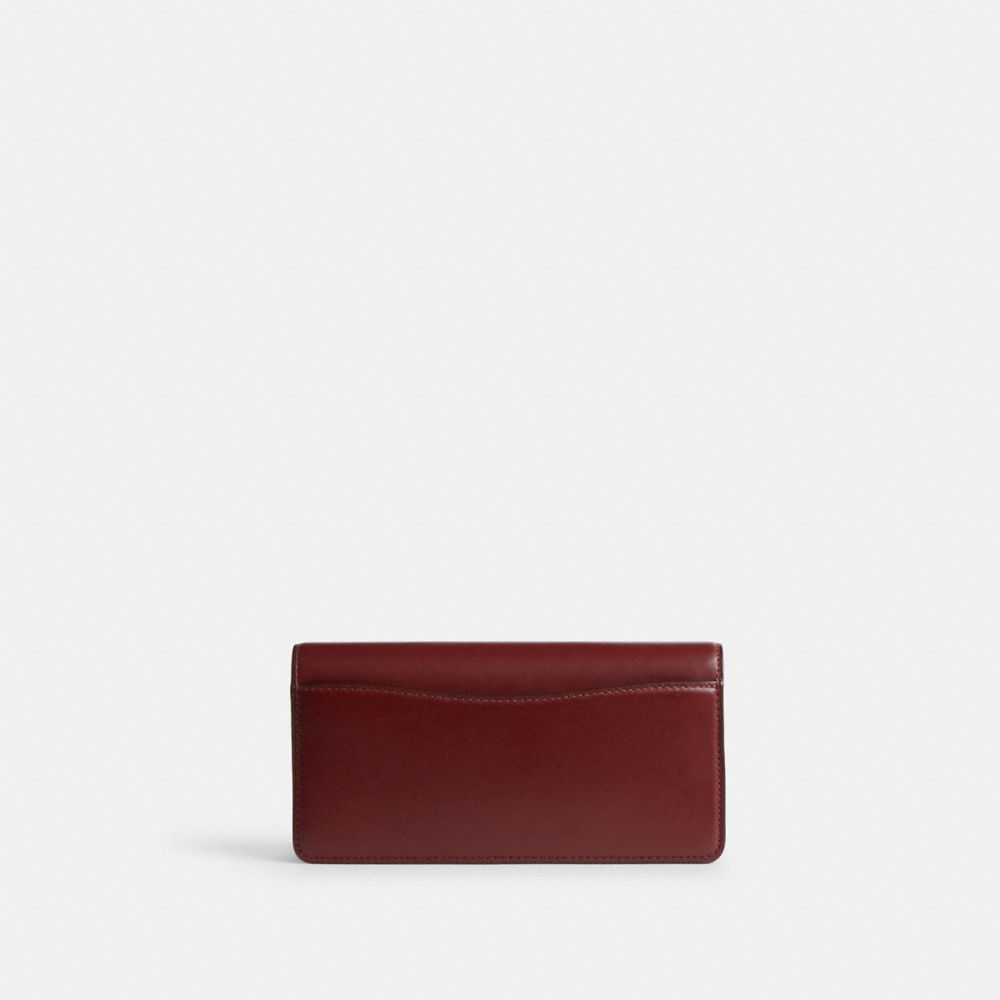 COACH®,Evie Long Wallet With Chain,Crossbody,Logo,Metal,Pen Holder,Casual,Maroon,Back View